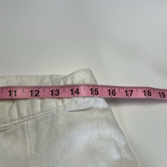 BOSTON PROPER WHIte LINEN BLACK FLORAL EMBROIDERED ON LEG CAPRI PANTS SIZE 6 - Picture 10 of 10